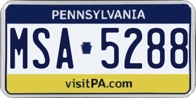 PA license plate MSA5288
