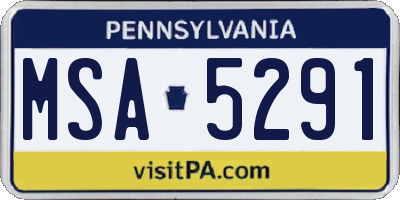 PA license plate MSA5291