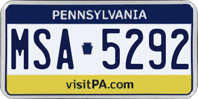 PA license plate MSA5292