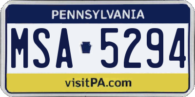 PA license plate MSA5294