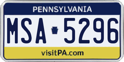 PA license plate MSA5296