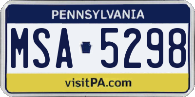 PA license plate MSA5298