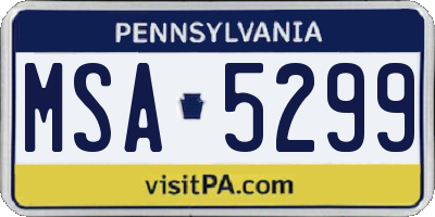 PA license plate MSA5299