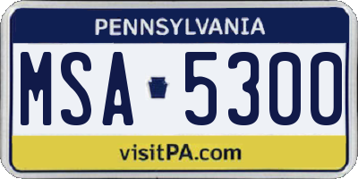PA license plate MSA5300