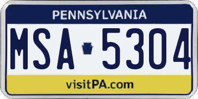 PA license plate MSA5304