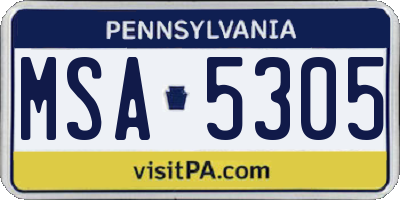 PA license plate MSA5305