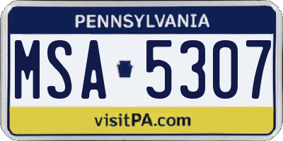 PA license plate MSA5307