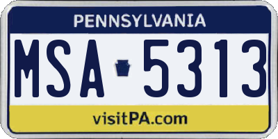PA license plate MSA5313
