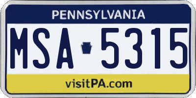 PA license plate MSA5315