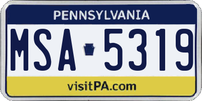 PA license plate MSA5319