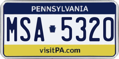 PA license plate MSA5320