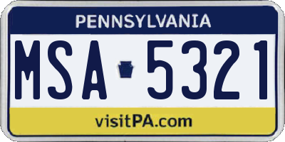 PA license plate MSA5321