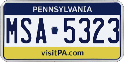 PA license plate MSA5323