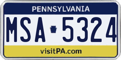 PA license plate MSA5324