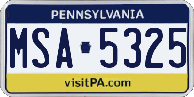 PA license plate MSA5325