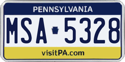 PA license plate MSA5328