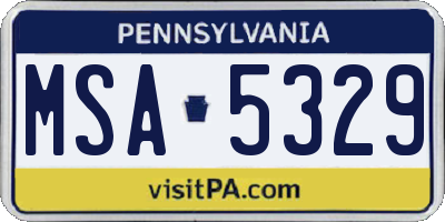 PA license plate MSA5329