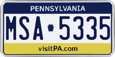 PA license plate MSA5335