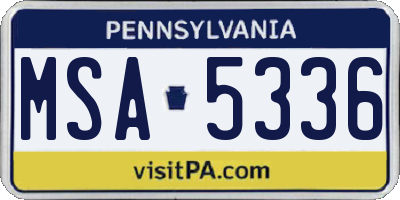 PA license plate MSA5336