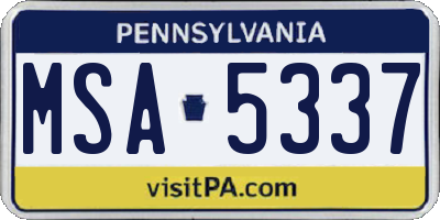 PA license plate MSA5337