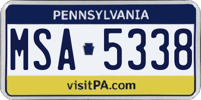 PA license plate MSA5338