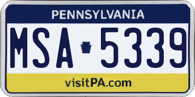 PA license plate MSA5339