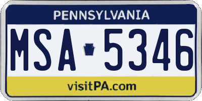 PA license plate MSA5346