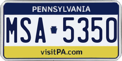 PA license plate MSA5350