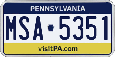 PA license plate MSA5351