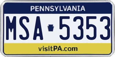 PA license plate MSA5353