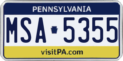 PA license plate MSA5355