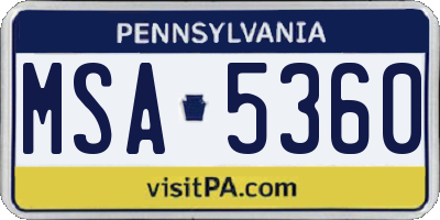 PA license plate MSA5360
