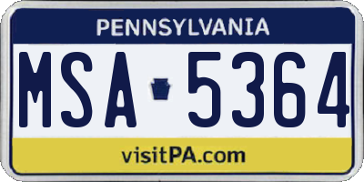 PA license plate MSA5364