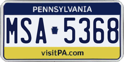 PA license plate MSA5368