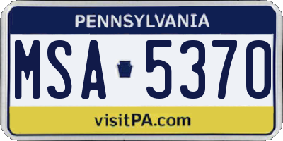PA license plate MSA5370