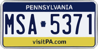 PA license plate MSA5371