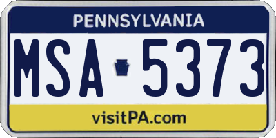PA license plate MSA5373