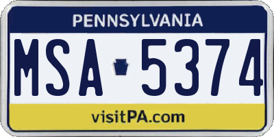PA license plate MSA5374