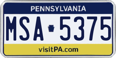 PA license plate MSA5375