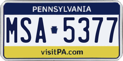 PA license plate MSA5377