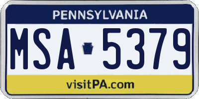 PA license plate MSA5379