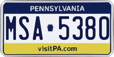 PA license plate MSA5380
