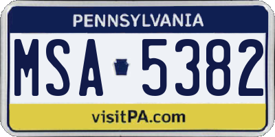 PA license plate MSA5382
