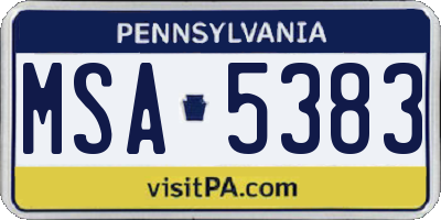 PA license plate MSA5383