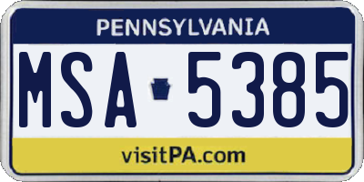 PA license plate MSA5385