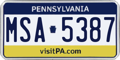 PA license plate MSA5387