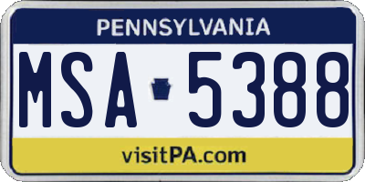 PA license plate MSA5388