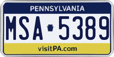 PA license plate MSA5389