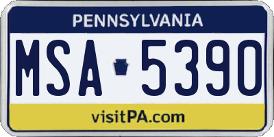 PA license plate MSA5390