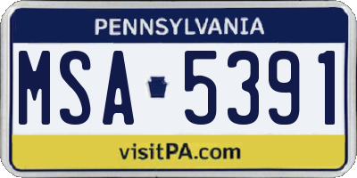 PA license plate MSA5391